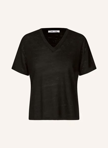 Льняная рубашка саэли из льна  Samsøe Samsøe, черный