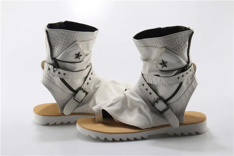 Мужские ботинки на молнии CH.KWOK, летние сандалии с заклепками и пряжкой, кожаные повседневные Босоножки с открытым носком, обувь на плоской п...
