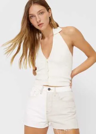 Stradivarius Поло Из Трикотажа Цвет Небеленого Полотна S