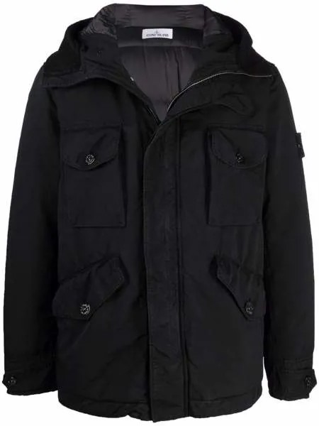 Stone Island пуховик на молнии с капюшоном