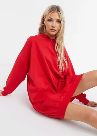Ярко-красное платье-худи в стиле oversized ASOS DESIGN-Красный