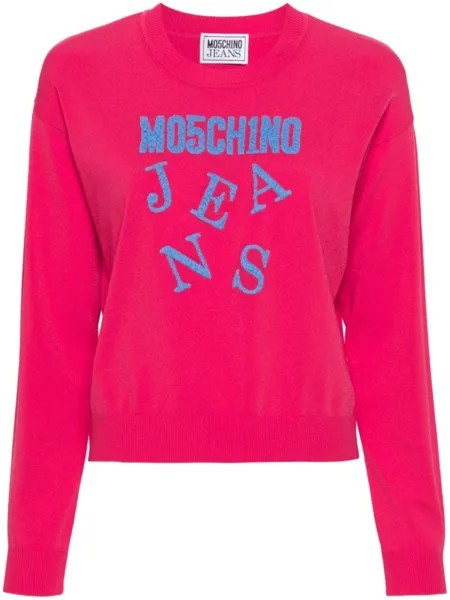 MOSCHINO JEANS свитер с жаккардовым логотипом, розовый