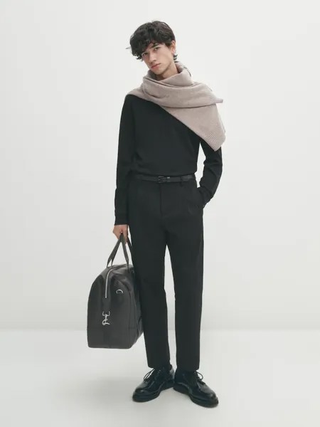 Футболка из 100% хлопка с длинными рукавами Massimo Dutti, черный