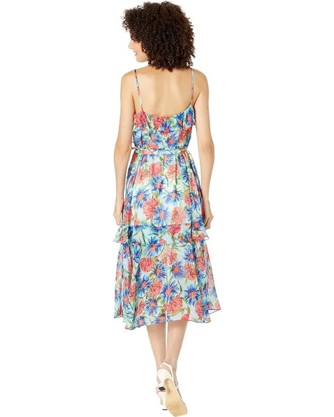 Платье MILLY Painted Dahlia Print Petal Dress, мульти
