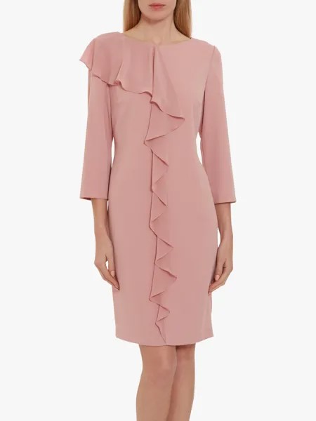 Gina Bacconi Платье Thandie Moss из креп-шифона с оборками, нежно-розовый
