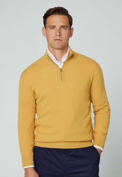 Вязаный свитер HZIP Hackett London, цвет mustard brown