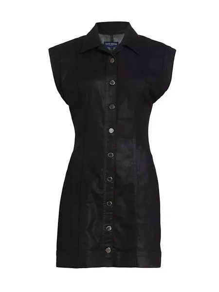 Джинсовое мини-платье Lolita с покрытием Ramy Brook, цвет black coated denim