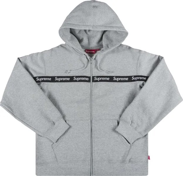 Толстовка Supreme Text Stripe Zip Up Hooded Sweatshirt 'Grey', серый