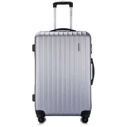 Чемодан L'case, поликарбонат, ABS-пластик, рифленая поверхность, 30 л, размер S, серый