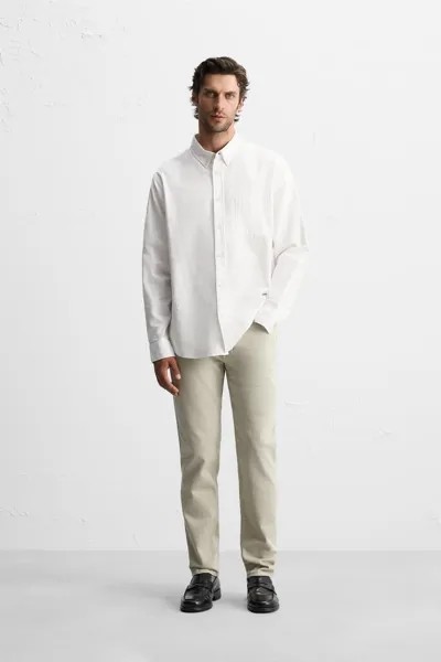 Узкие джинсы ZARA, бежевый