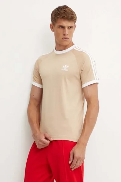 Футболка Adicolor Classics с 3 полосками, хлопковая футболка adidas Originals, бежевый