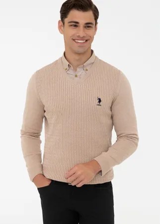 Пуловер мужской U.S. POLO Assn. G081GL0TK0GROV-GLBSK21 бежевый 2XL