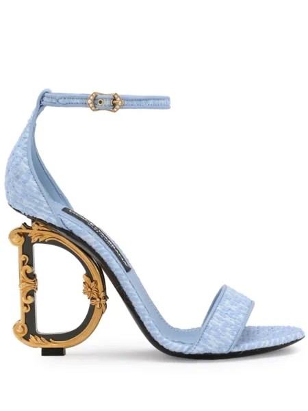 Dolce & Gabbana джинсовые босоножки на скульптурном каблуке DG, синий
