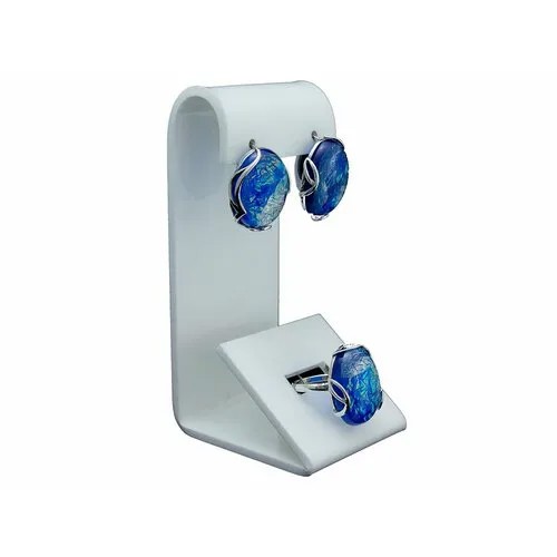 Комплект бижутерии ForMyGirl: серьги, кольцо, опал, искусственный камень, размер кольца 20, синий