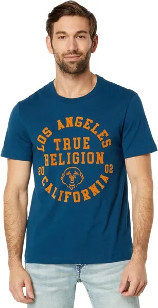 Футболка с короткими рукавами и заклепками LA True Religion, цвет Poseidon