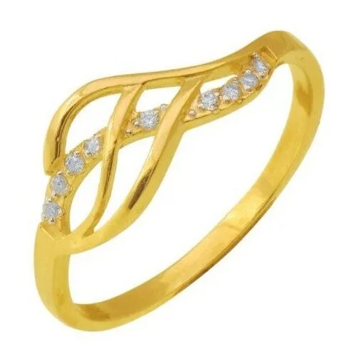 Кольцо Diamond Prime, желтое золото, 585 проба, фианит, размер 17