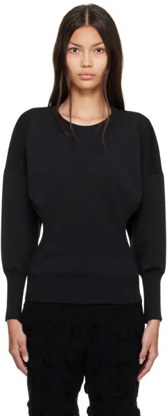 Черный свитер с вырезом Issey Miyake