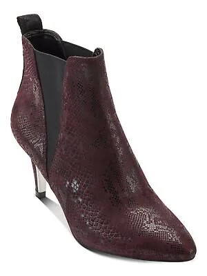 Женские бордовые ботильоны DKNY на каблуке из змеиной кожи Rand Back Alani Leather Boots 7 M
