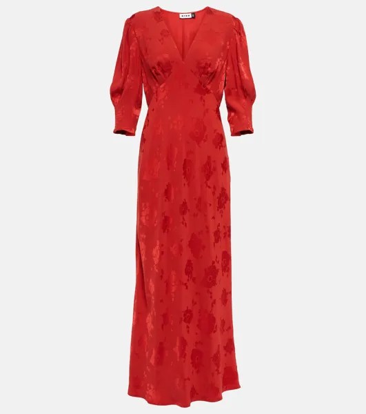 Жаккардовое платье миди zadie с цветочным принтом Rixo, красный
