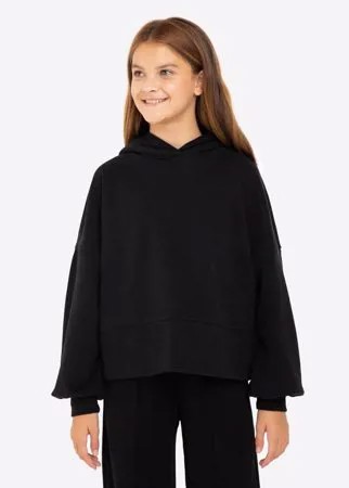 Чёрное худи oversize для девочки Gloria Jeans