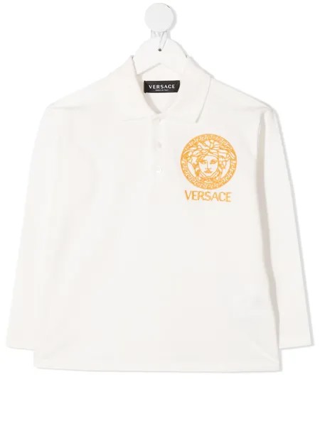 Versace Kids рубашка поло с вышивкой Medusa