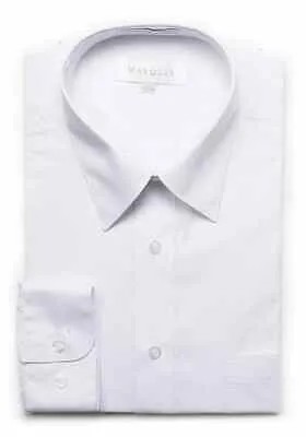 Мужская однотонная белая классическая рубашка из смесового хлопка Marquis