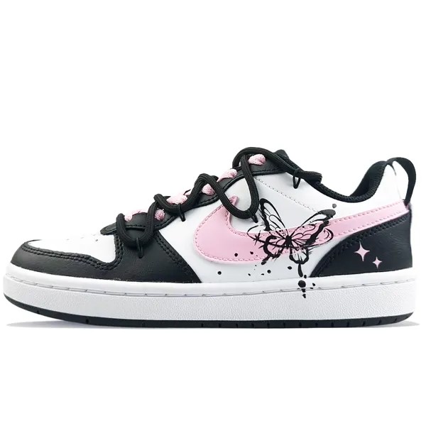 Кроссовки Nike Court Borough Skateboarding Shoes Women's Low-top Black/Pink, черный/розовый