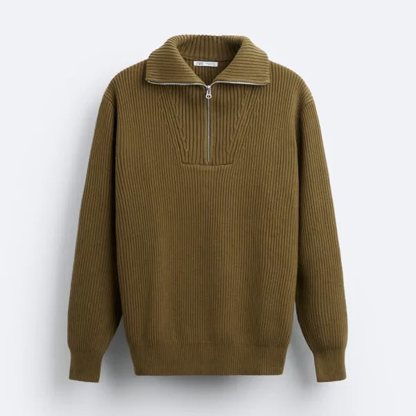 Мужской свитер Zara Zip-collar, фисташковый