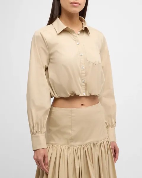 Укороченный топ из поплина на пуговицах Reema Cinq a Sept, цвет Khaki