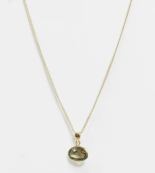Позолоченное ожерелье с овальным камнем из серого стекла Pilgrim-Золотой