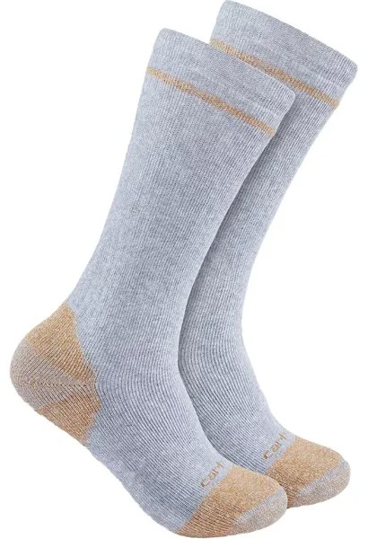 Мужские носки Carhartt средней плотности из смесового хлопка со стальным носком — 2 шт., серый