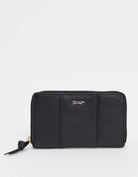 Черный кожаный кошелек на молнии Paul Costelloe