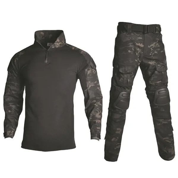 Уличная одежда армии США, Охотничья боевая рубашка + брюки-карго, наколенники, тактическая камуфляжная Военная мужская форма, костюм