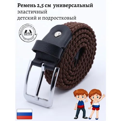Ремень Петра, текстиль, металл, стрейч, размер 70, длина 70 см., коричневый