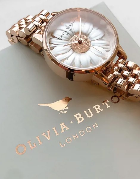 Часы-браслет цвета розового золота с циферблатом в виде ромашки Olivia Burton-Золотой
