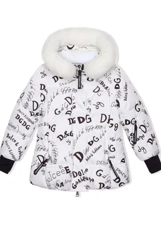 Dolce & Gabbana Kids пальто с капюшоном и логотипом