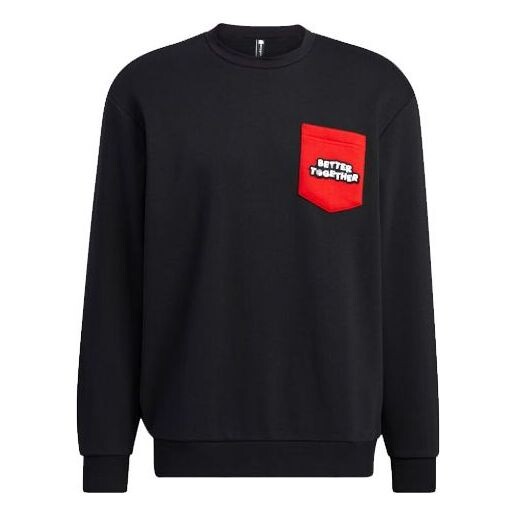 Толстовка adidas neo x SESAME STREET Crossover Contrasting Colors Pocket Sports Round Neck Pullover Black, черный