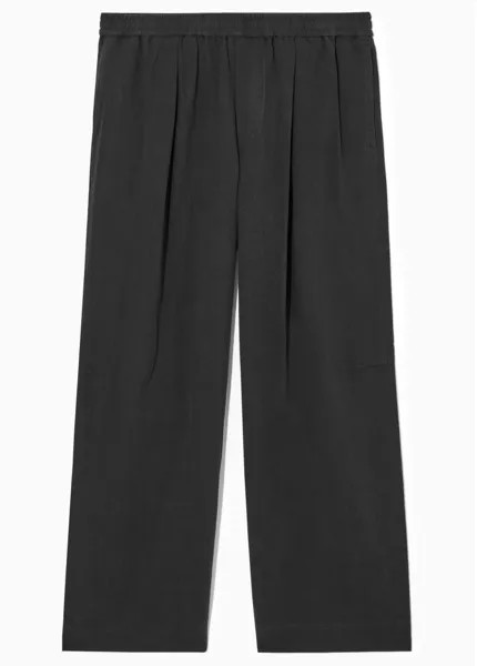 Брюки Cos Wide Leg Chambray Trousers With, черный