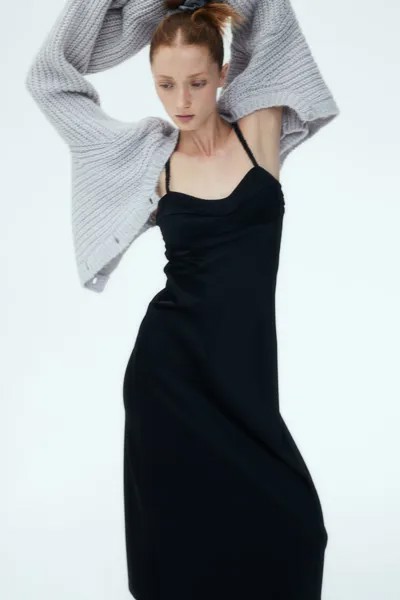 Атласное платье-комбинация H&M, черный