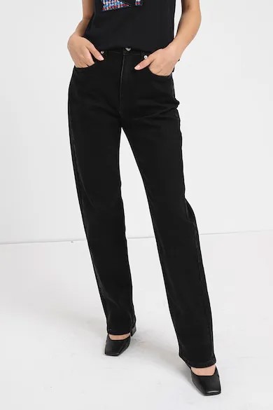 Прямые джинсы с высокой талией KARL LAGERFELD JEANS, выцветший черный