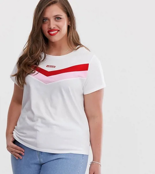 Футболка в стиле ретро со вставкой колор блок Levi's Plus-Белый