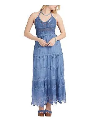 GUESS Женское темно-синее платье макси с завышенной талией без рукавов на подкладке с завязками и ремешками S