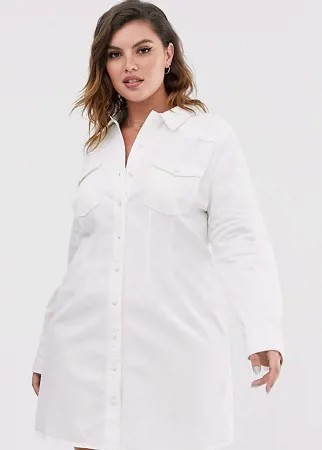 Белое джинсовое платье-рубашка в стиле вестерн ASOS DESIGN Curve-Белый