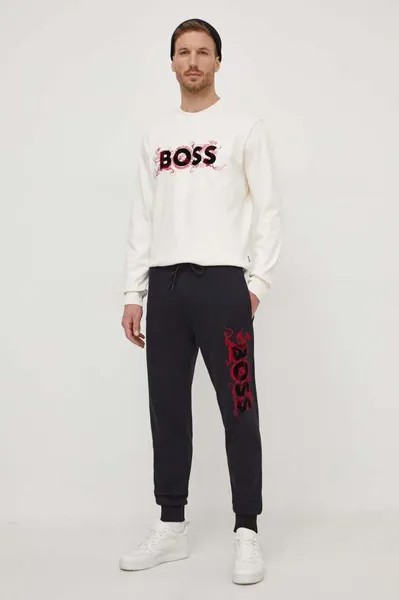 Хлопковые спортивные брюки BOSS Boss, черный