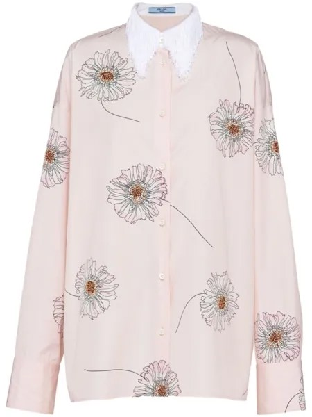 Prada рубашка с принтом Gerbera, розовый