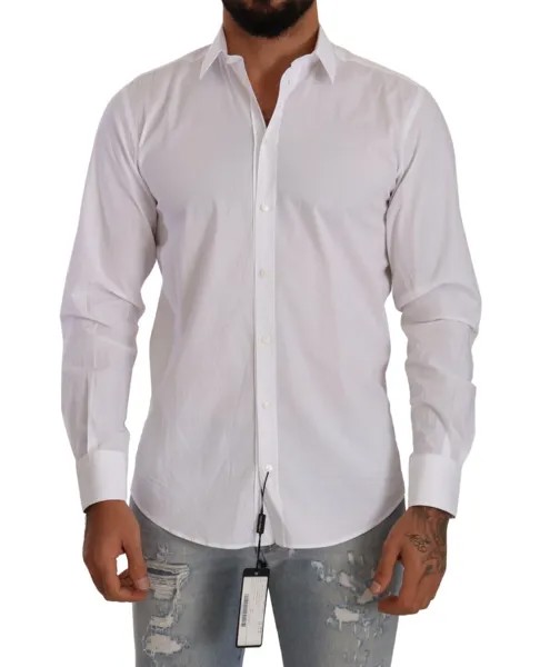 DOLCE - GABBANA Рубашка белое хлопковое узкое платье MARTINI Формальное 39/US15,5/S $400