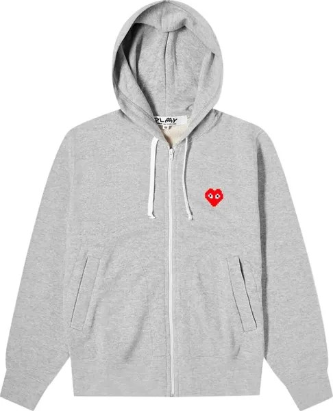 Толстовка Comme des Garçons PLAY x Invader Heart Zip Up Hooded Sweatshirt 'Grey', серый