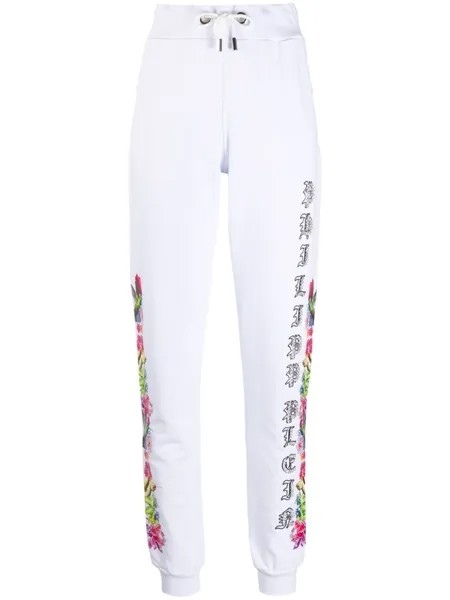 Philipp Plein спортивные брюки с кристаллами, белый