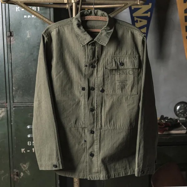 Саржевая куртка с рисунком в елочку Bronson 1944, винтажное рабочее пальто с рисунком оливкового дерева