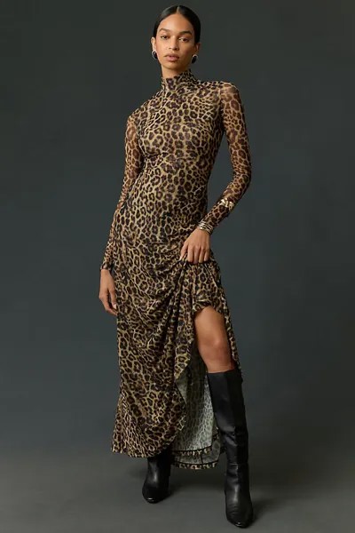 Платье макси Ronny Kobo Ember с длинными рукавами, коричневый